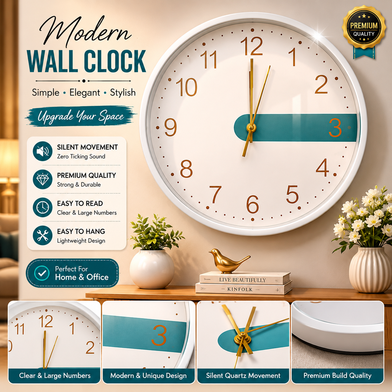 30CM Wall Clock- (SA2405-220)Turquoise