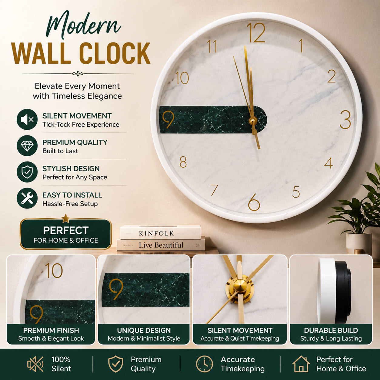 30CM Wall Clock- (SA2405-220)TEAL