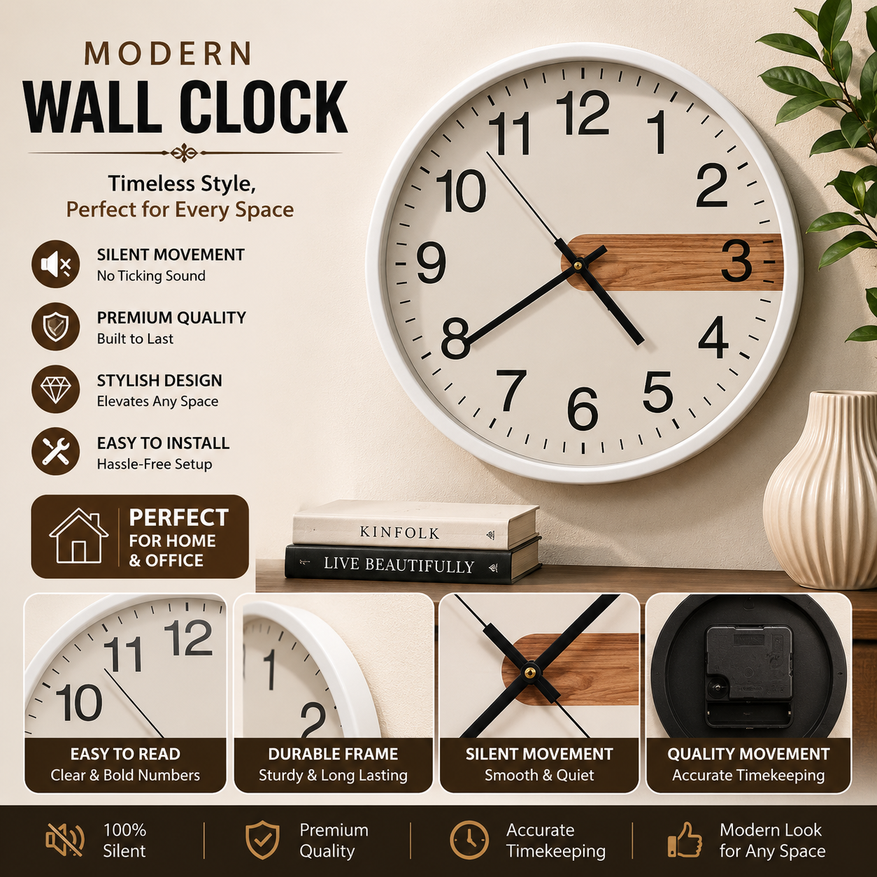 30CM Wall Clock- (SA2405-199) White
