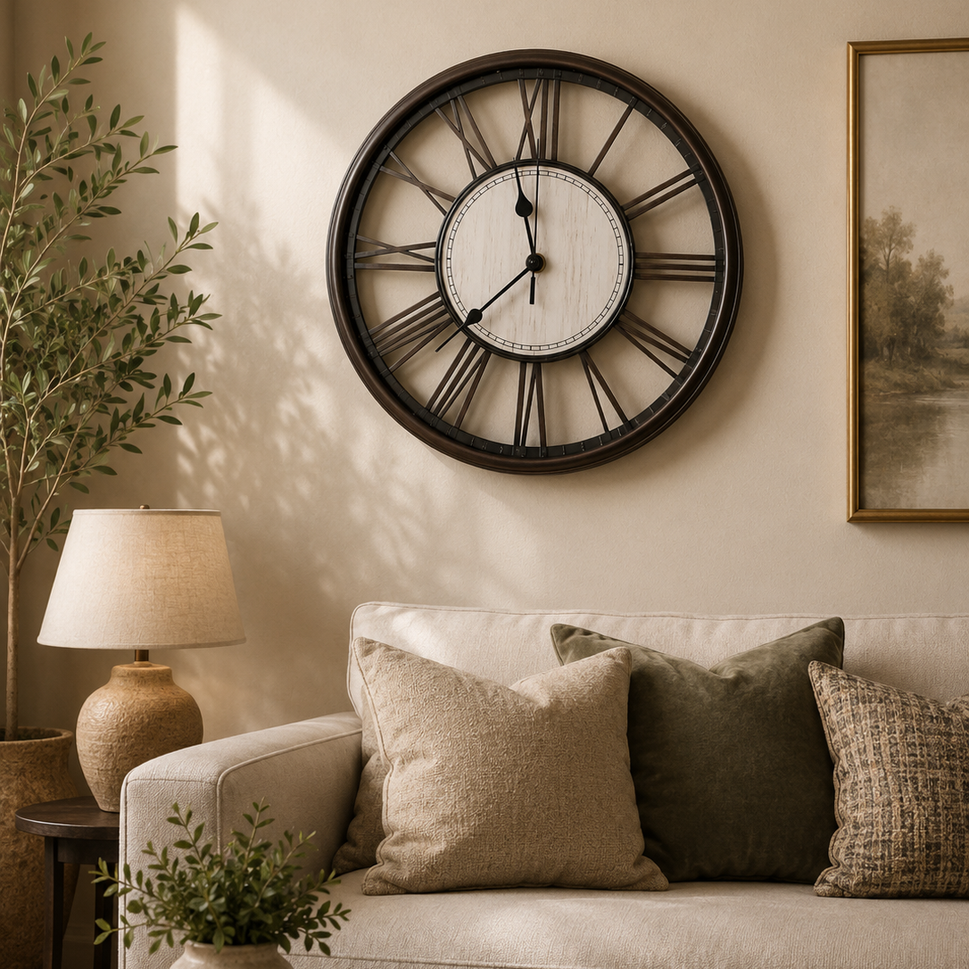 30CM Wall Clock- (SA2405-179) COFFEE Clock Apricot