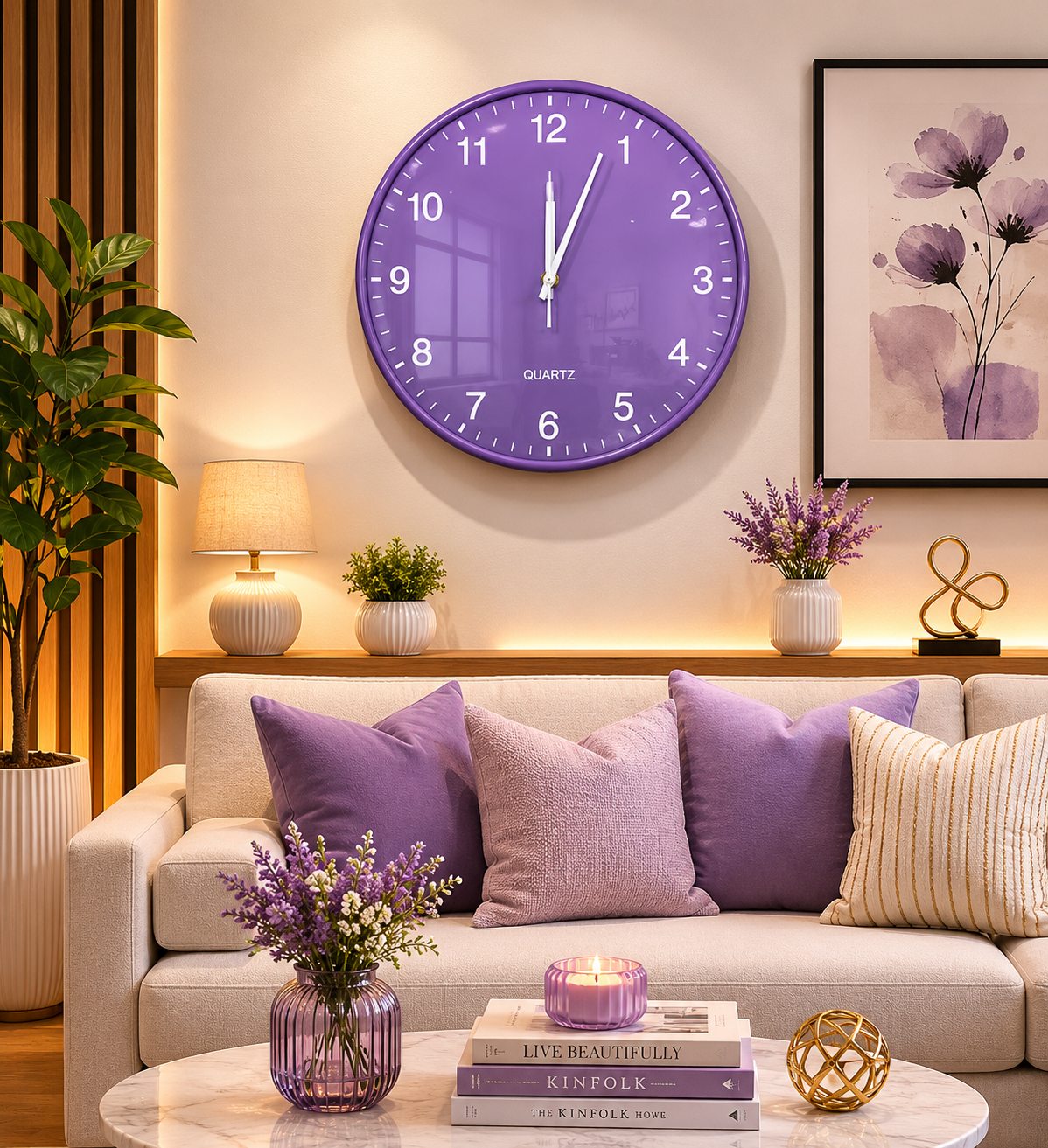 30CM Wall Clock- (SA2405-180) PURPLE Clock Apricot