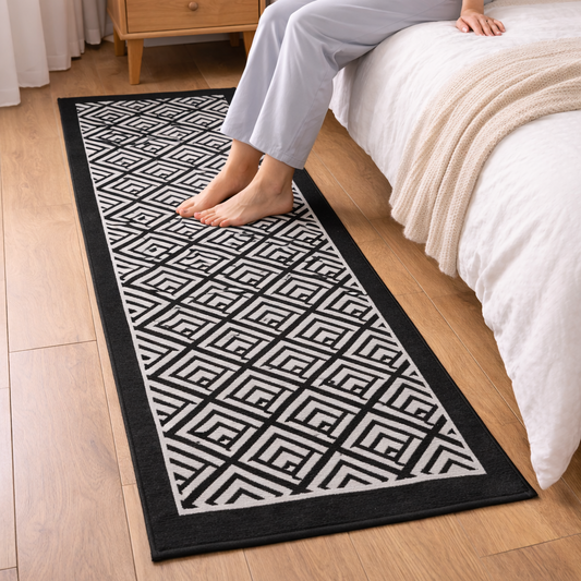 50*150 CM Non Slip Bedside Rug (SA2510-120)Black Apricot