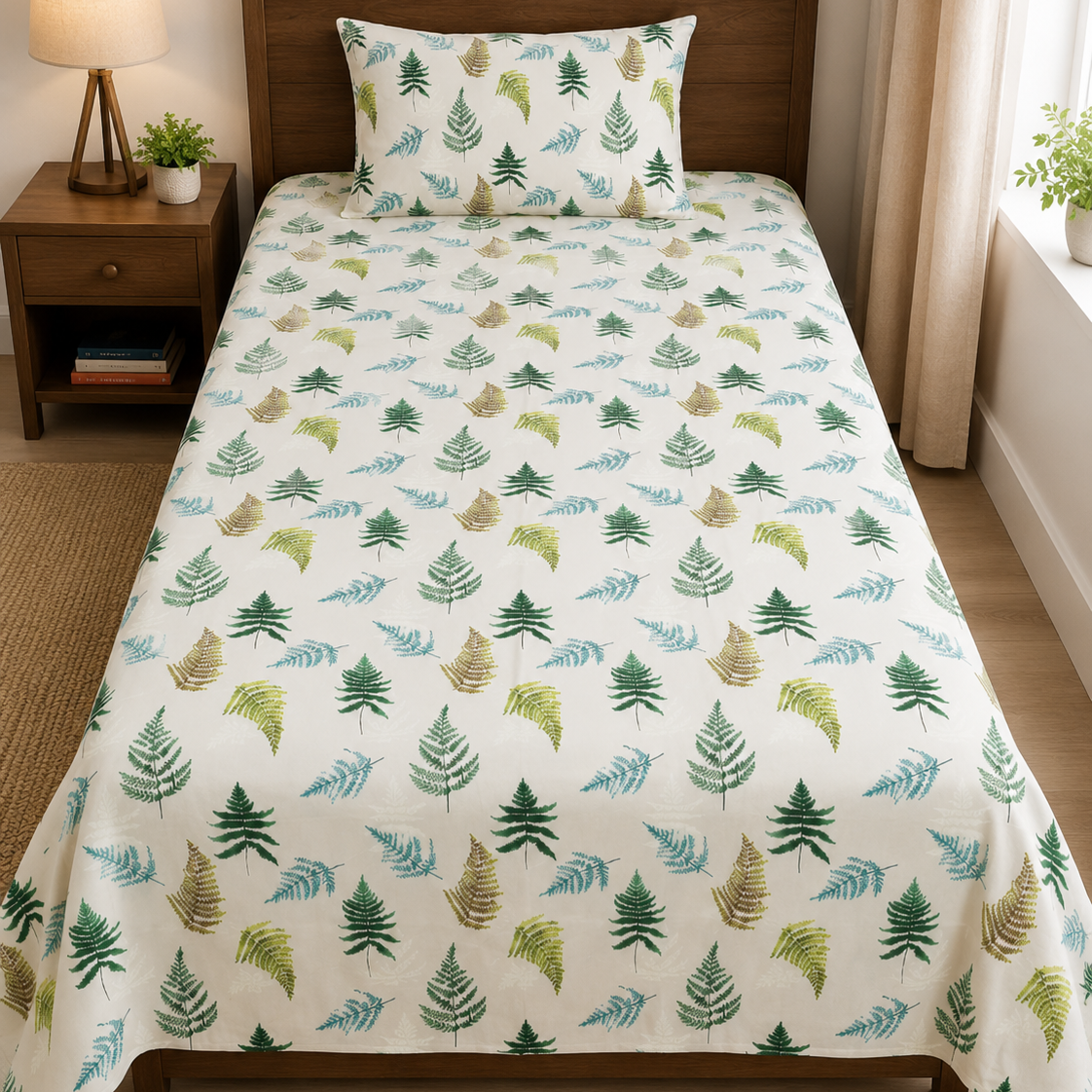 2Pcs Single Bed Sheet- SB-335 single bed sheet Apricot
