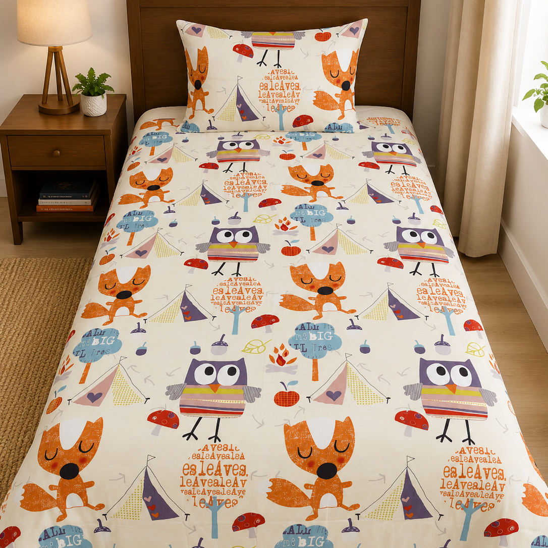 2Pcs Single Bed Sheet- SB-183 single bed sheet Apricot
