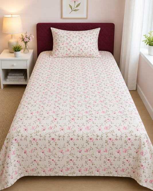 2Pcs Single Bed Sheet- SB-334 single bed sheet Apricot