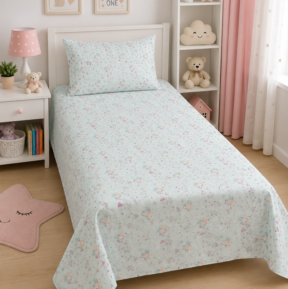 2Pcs Single Bed Sheet- SB342 single bed sheet Apricot