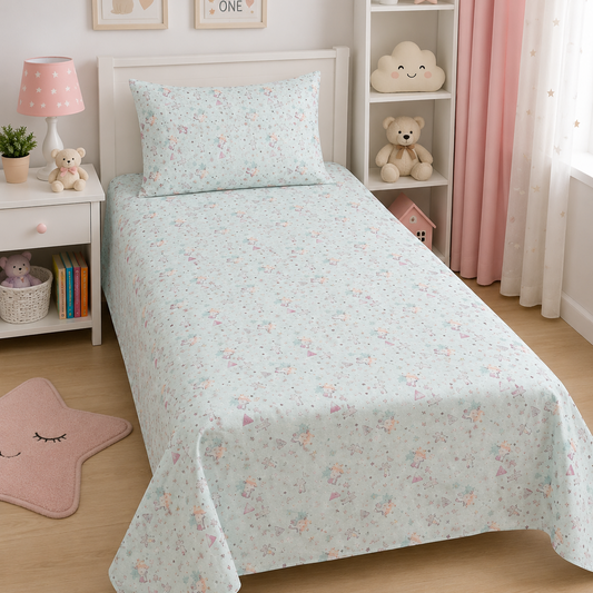 2Pcs Single Bed Sheet- SB342 single bed sheet Apricot
