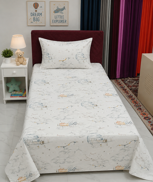 2Pcs Single Bed Sheet- SB126 single bed sheet Apricot