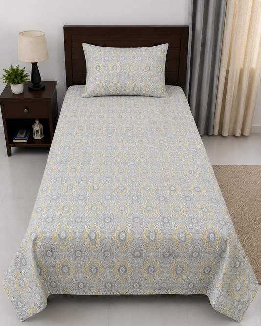2Pcs Single Bed Sheet- SB329 single bed sheet Apricot