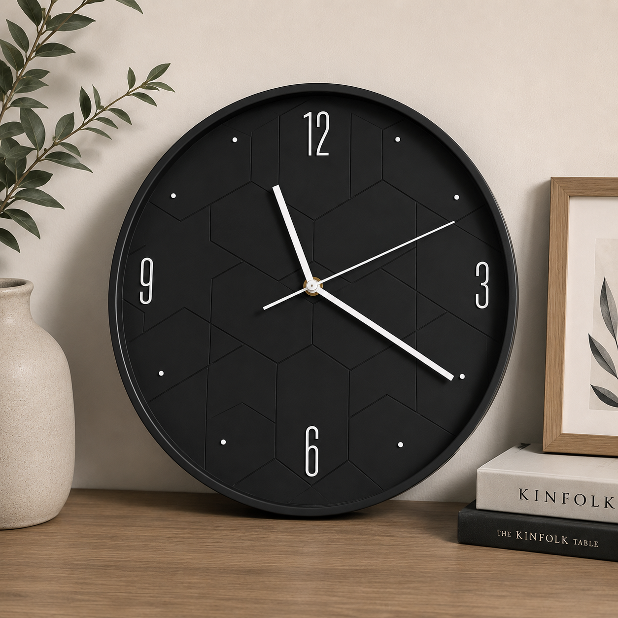 30CM Wall Clock- (SA2405-205) Black Clock Apricot