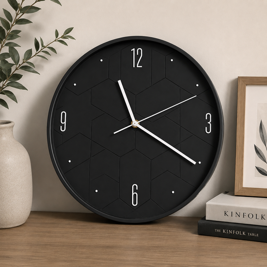 30CM Wall Clock- (SA2405-205) Black Clock Apricot