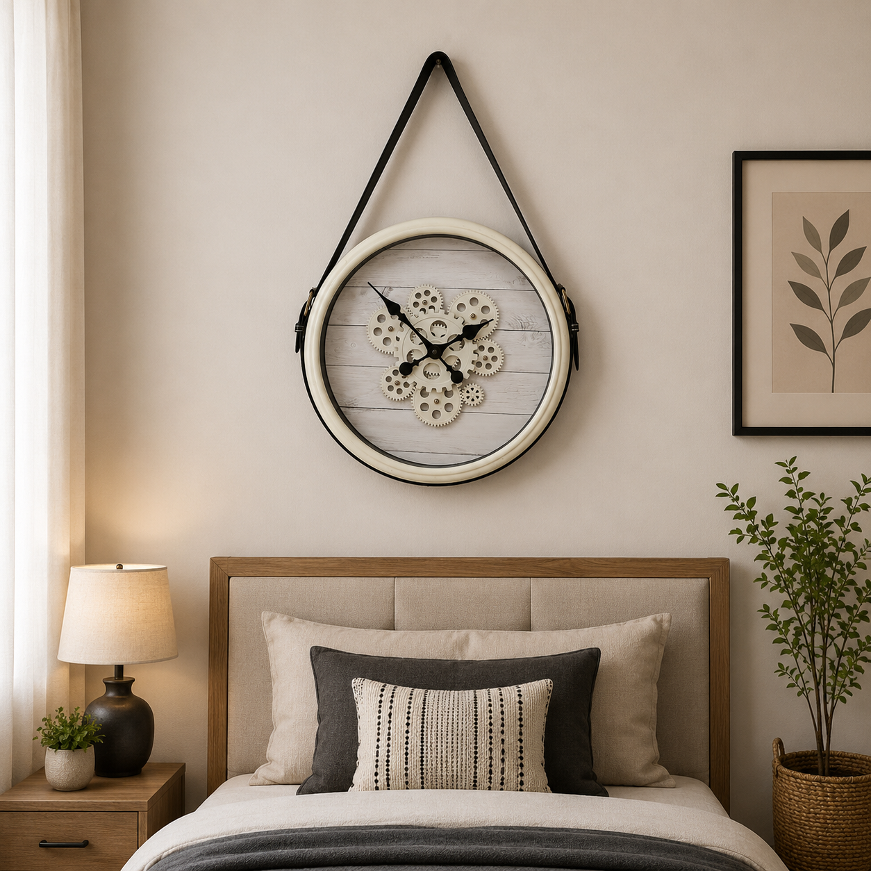 40cm Wall Clock-SA2405-213 Peter Strap(Cream) Clock Apricot