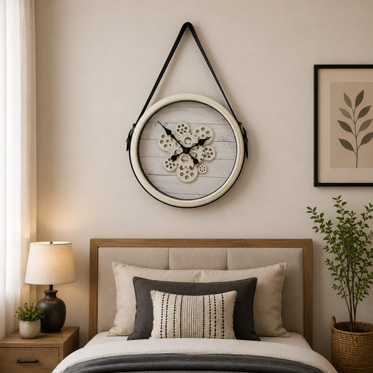 40cm Wall Clock-SA2405-213 Peter Strap(Cream) Clock Apricot