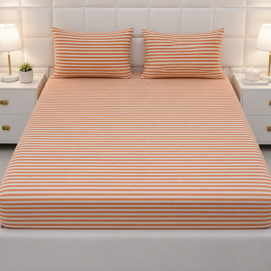 Fitted Bed Sheet-FT0014 Fitted Sheets Apricot