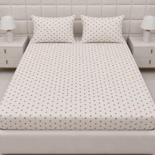 Fitted Bed Sheet- FT0033 Fitted Sheets Apricot