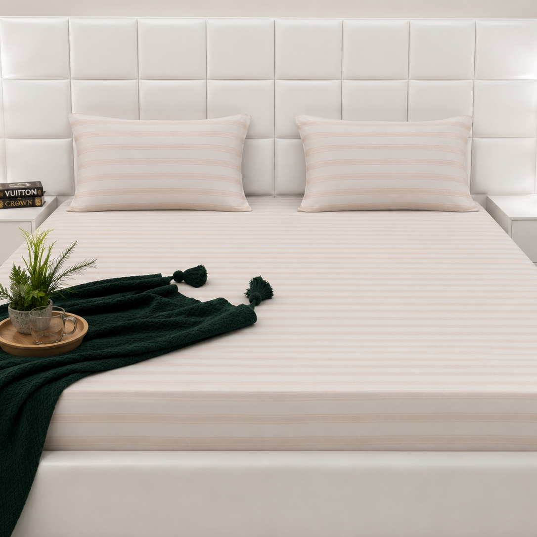 Fitted Bed Sheet- FT0037 Fitted Sheets Apricot