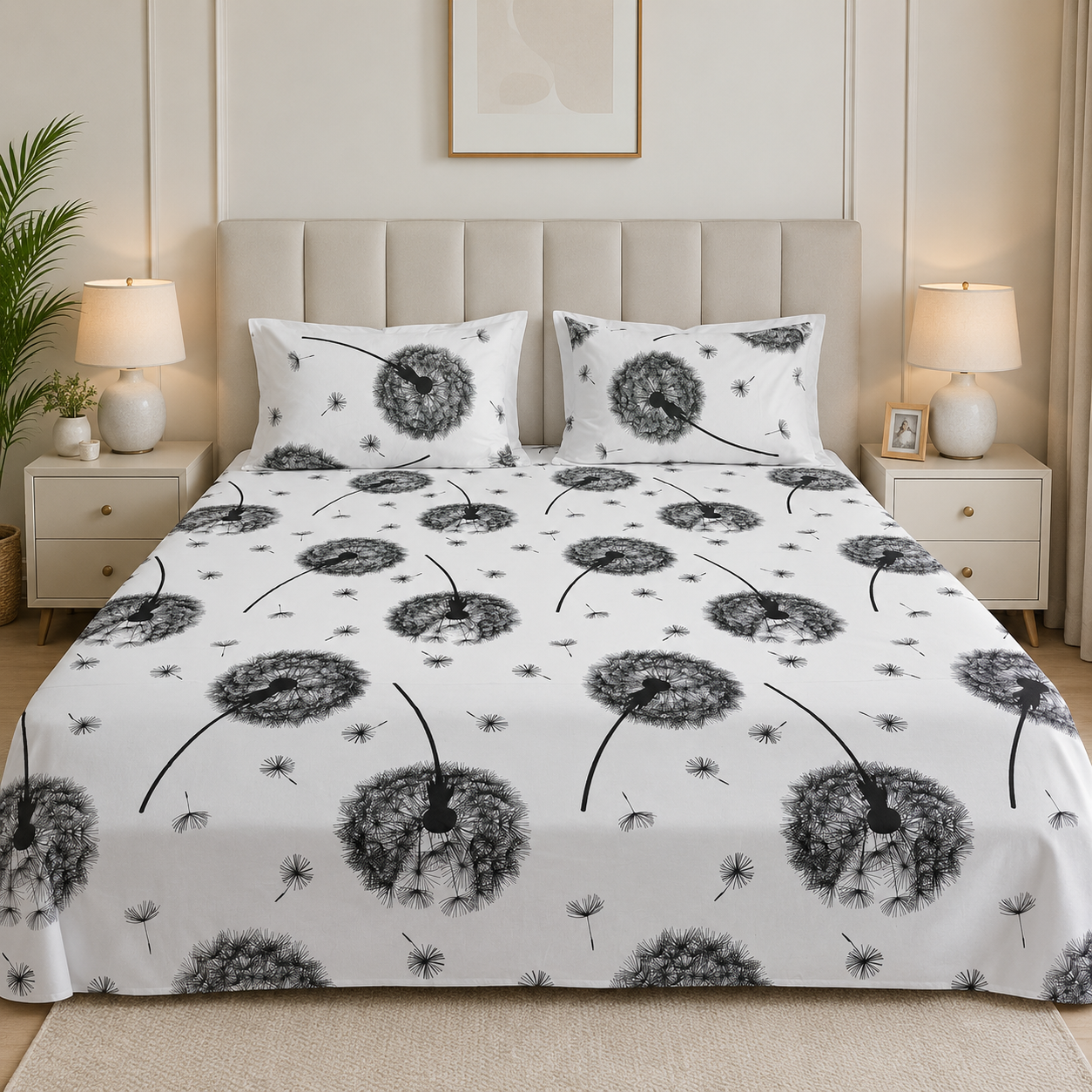3 PCs Double Bed Sheet- AP0072 BED SHEET Apricot