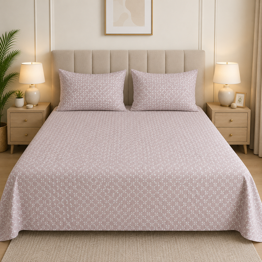 3 PCs Double Bed Sheet- AP0065 BED SHEET Apricot