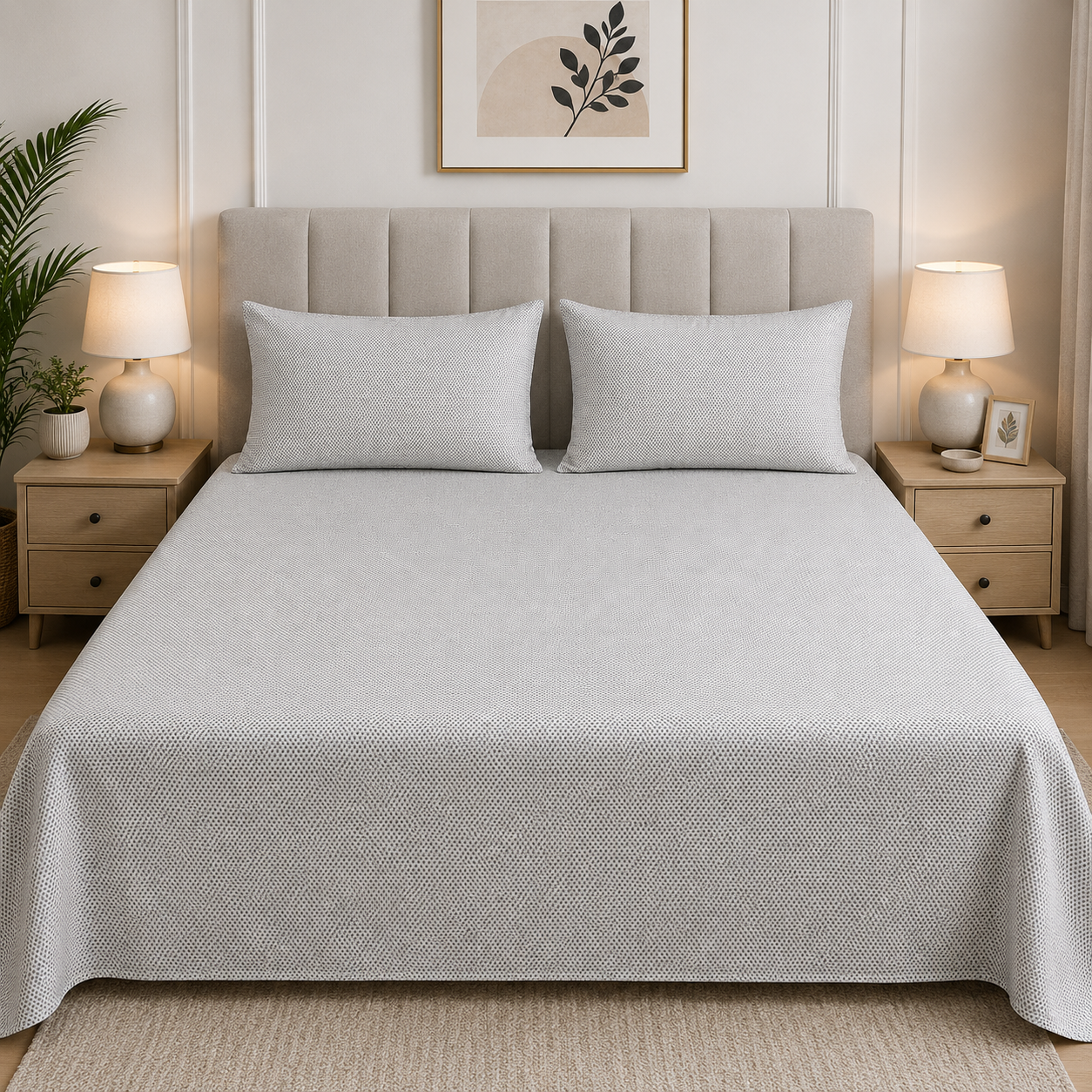 3 PCs Double Bed Sheet- DB110 BED SHEET Apricot