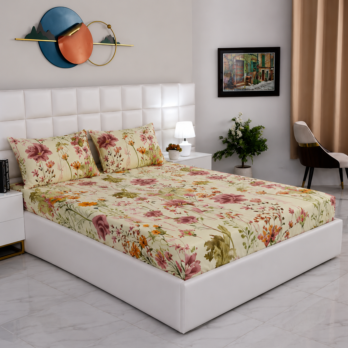 Fitted Bed Sheet- Delamere Fitted Sheets Apricot