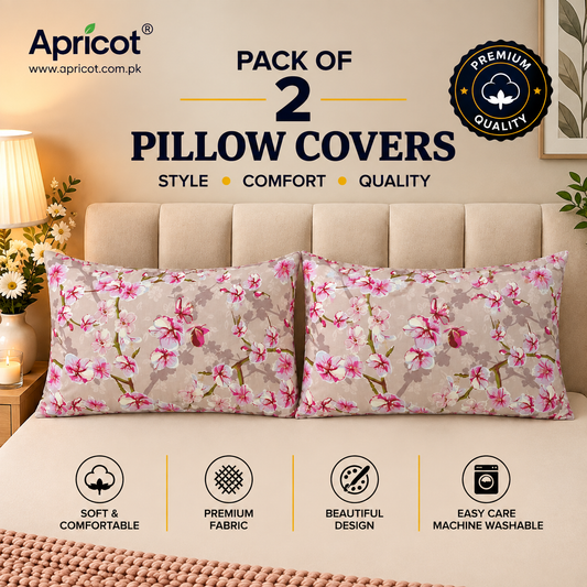 Printed Pillow Covers Pack of 2- PC00156 cushions Apricot