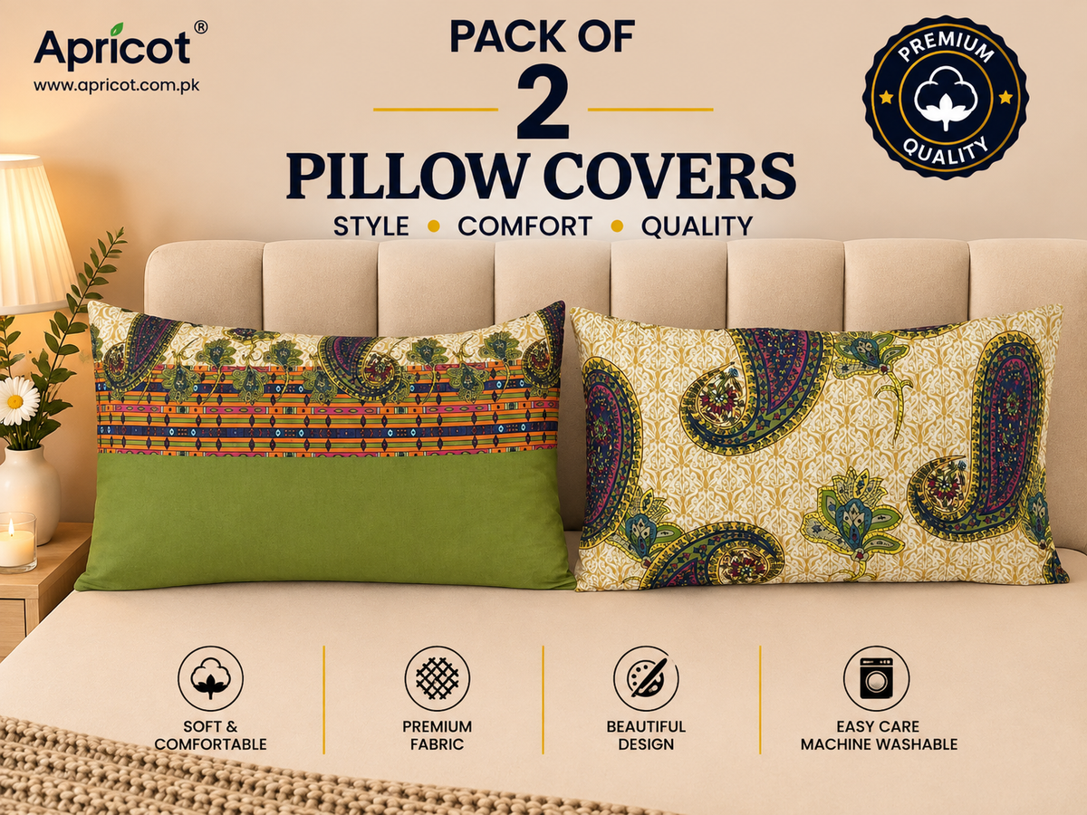 Printed Pillow Covers Pack of 2- PC00153 cushions Apricot