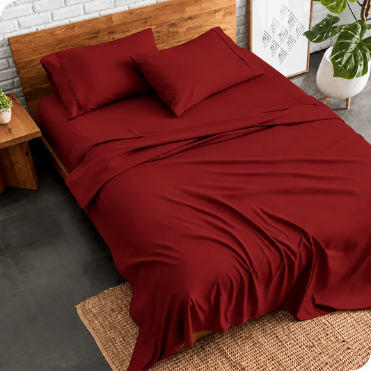 3 PCs Double Bed Sheet Dyed- Maroon BED SHEET Apricot
