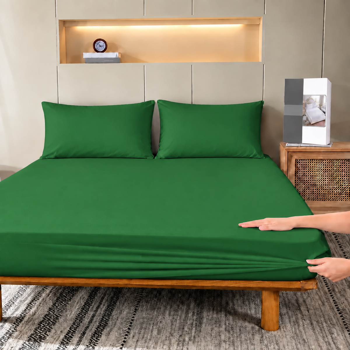 Fitted Bed Sheet- Olive