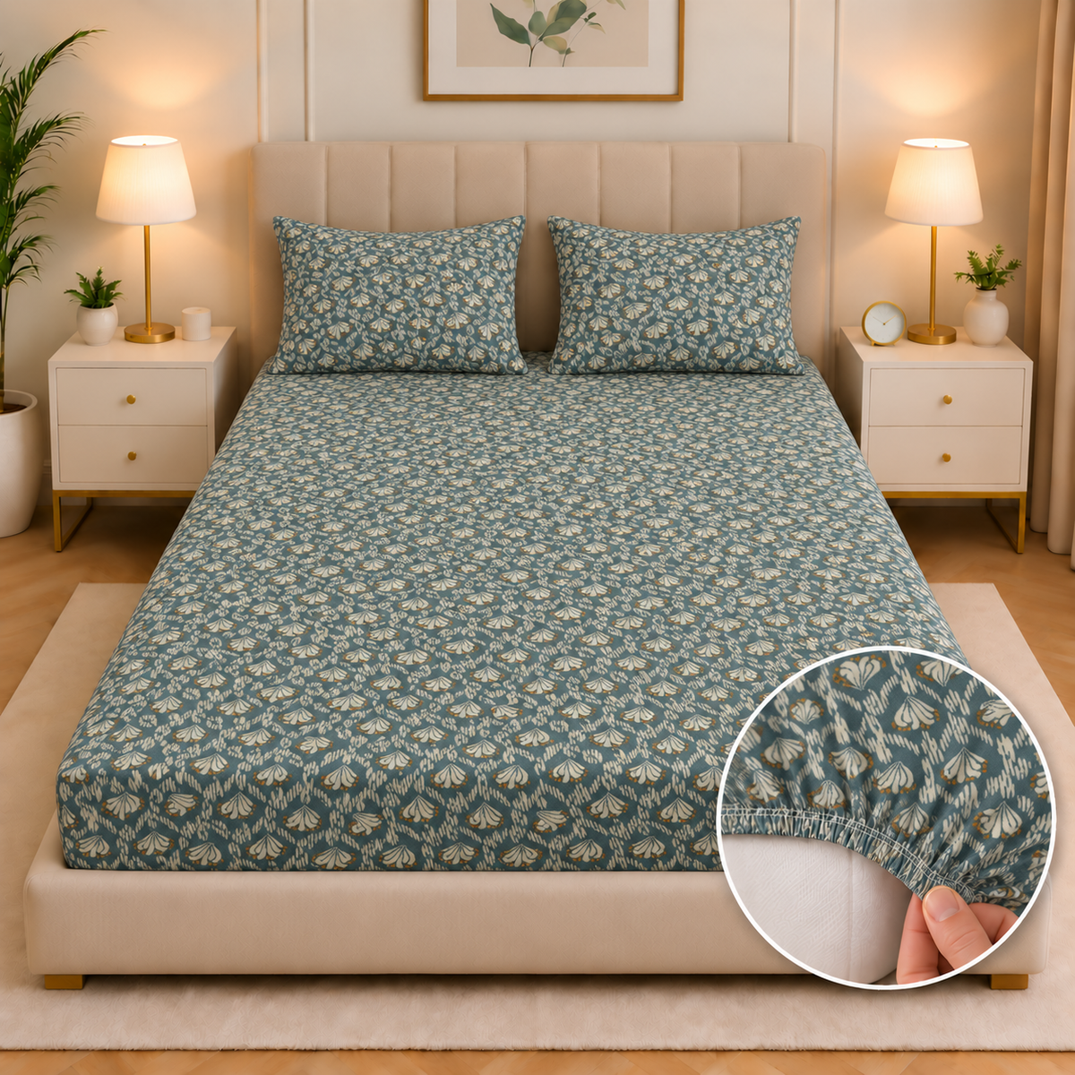 Fitted Bed Sheet- Ginkgo