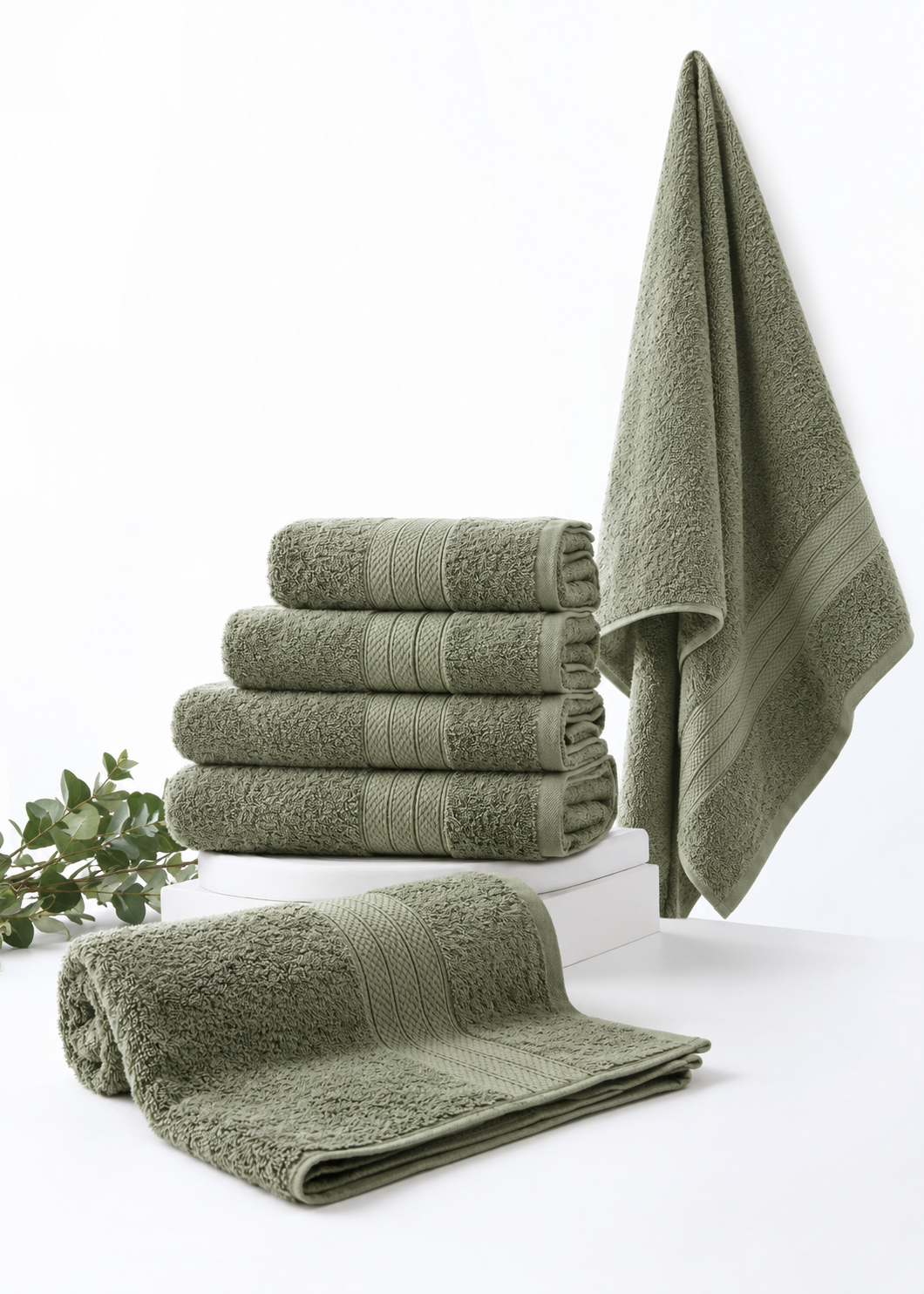 1 PC 100% Cotton Towel (16079)- Dessert Sage