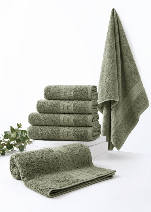 1 PC 100% Cotton Towel (16079)- Dessert Sage Bath Towels & Washcloths Apricot