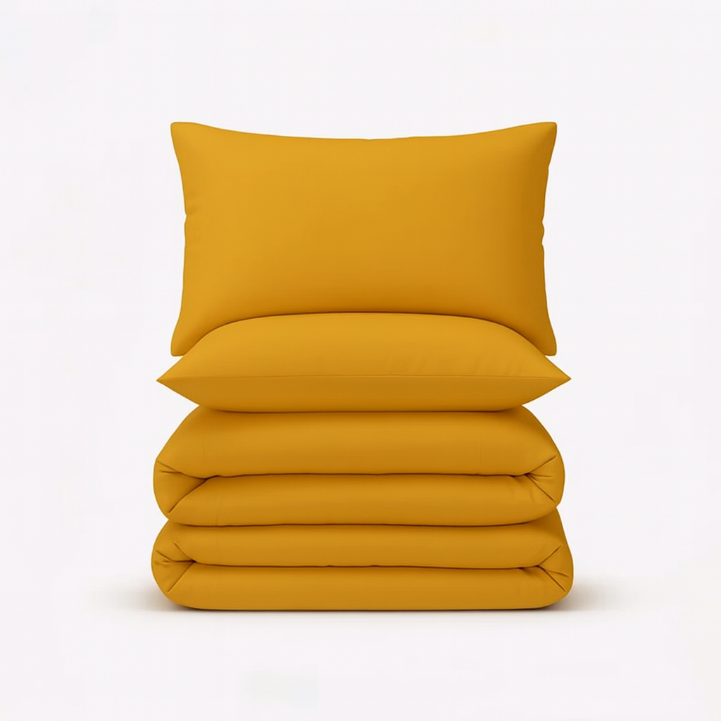 Solid Duvet Cover-Mustard Bed Sheets Apricot