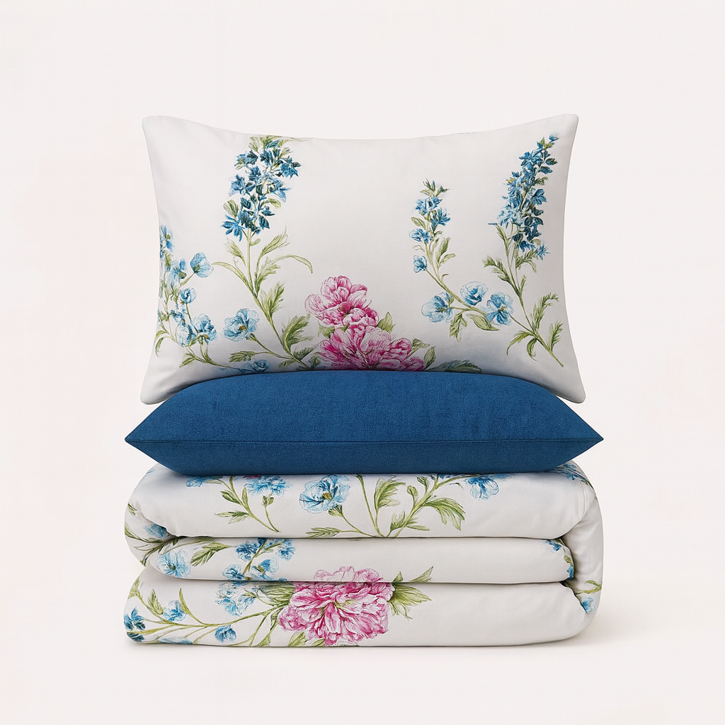 Duvet Cover-Blue Lotus Bed Sheets Apricot