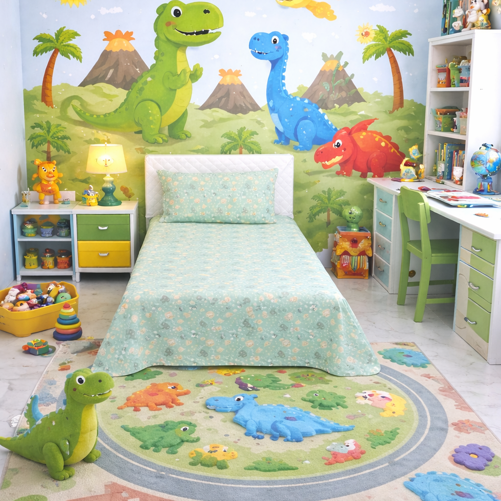 2Pcs Single Bed Sheet-Mini Elephant single bed sheet Apricot