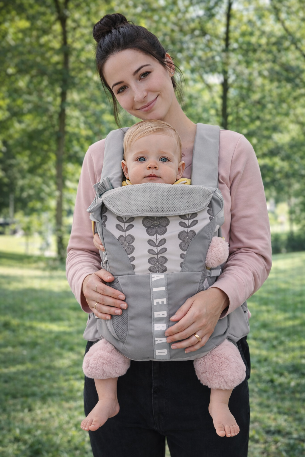 Multifunctional Baby Carrier for Newborn to Toddlers-SA2408-186(Grey) Blankets Apricot