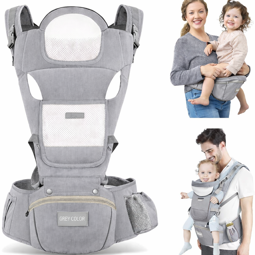 6-in-1 Baby Carrier Baby Strap with Waist Stool-SA2408-183(Grey) Blankets Apricot