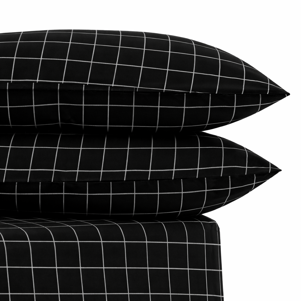 Fitted Bed Sheet-Black Check Fitted Sheets Apricot