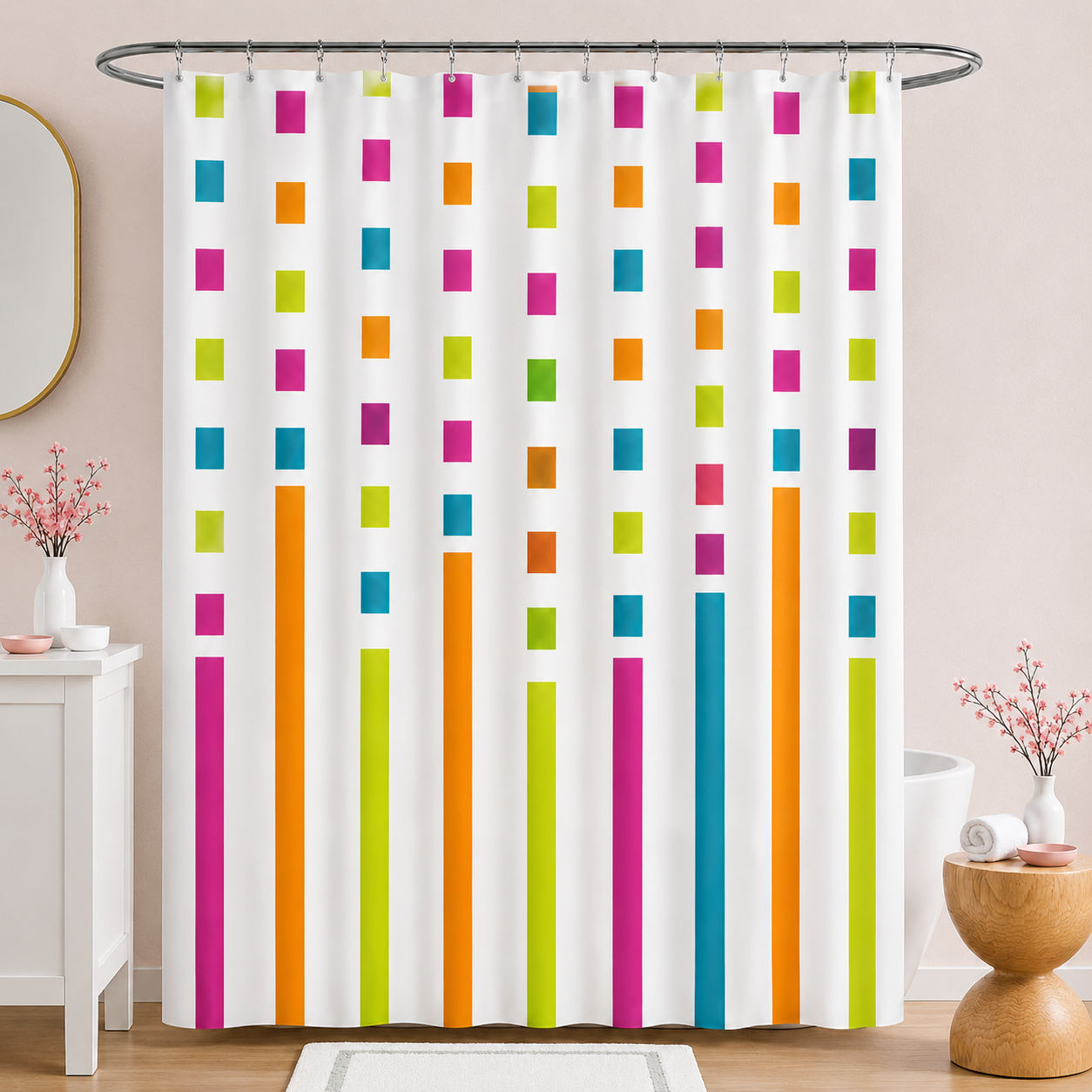 1 PC Waterproof Shower Curtain-Multi Colors