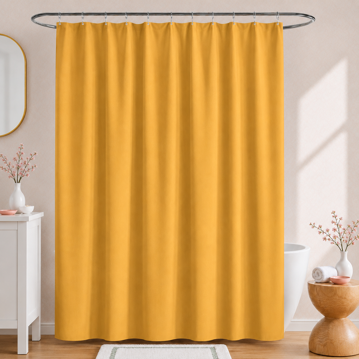 1 PC Waterproof Shower Curtain-Light Yellow