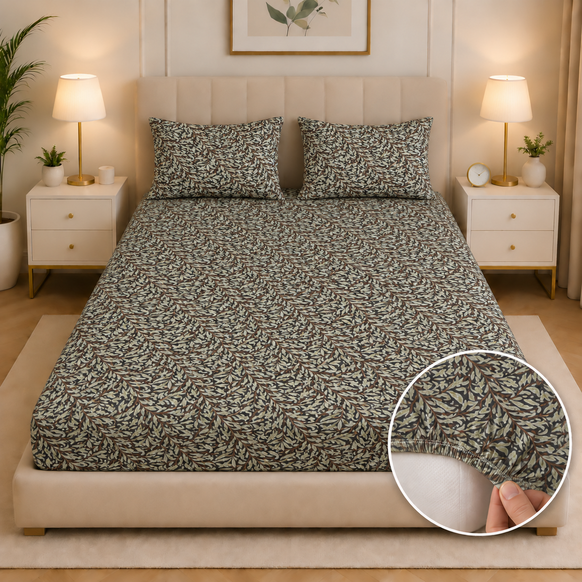 Fitted Bed Sheet- Brown Jewel Fitted Sheets Apricot