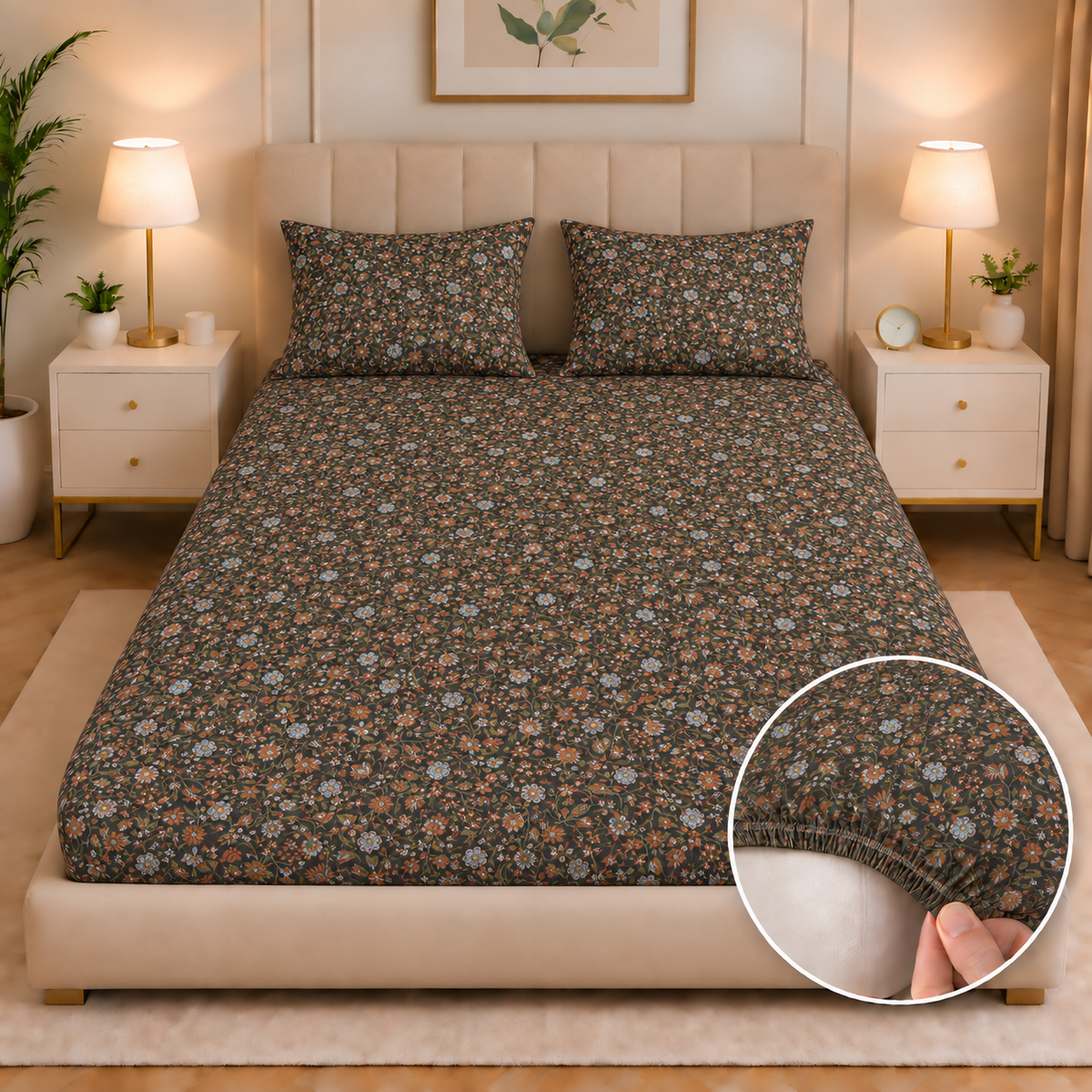 Fitted Bed Sheet- PFT0286 Fitted Sheets Apricot