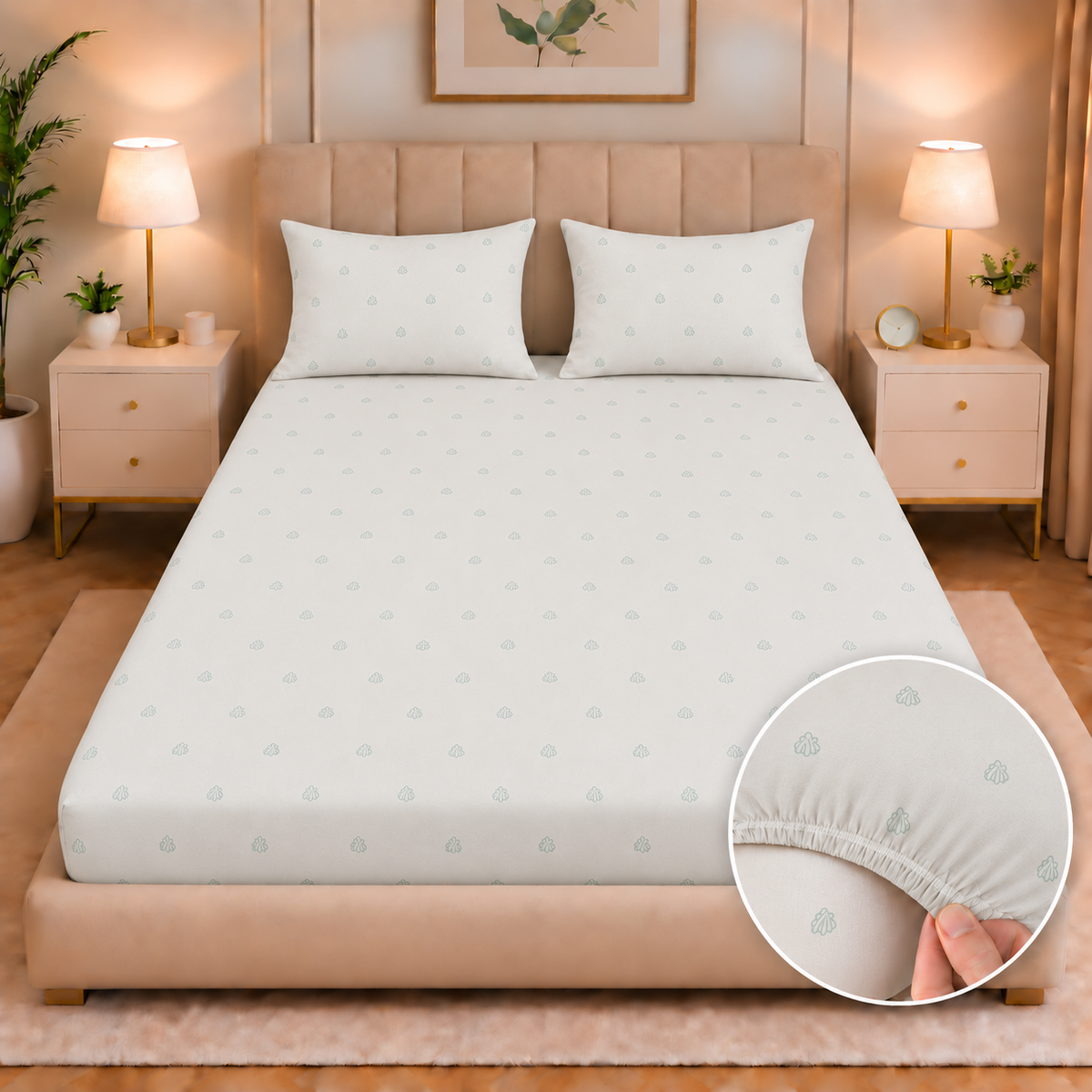 Fitted Bed Sheet- PFT0307 Fitted Sheets Apricot