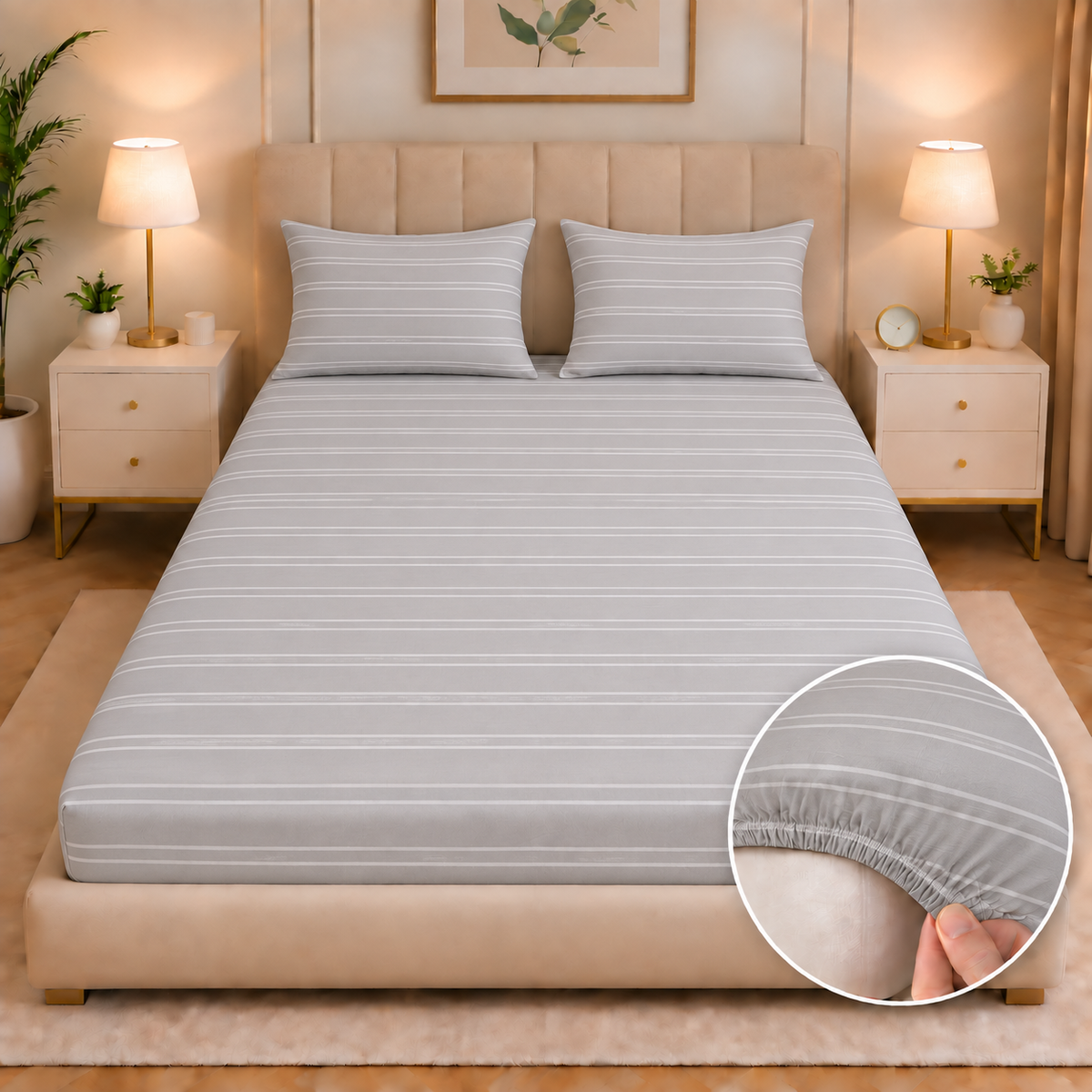 Fitted Bed Sheet- PFT0313 Fitted Sheets Apricot