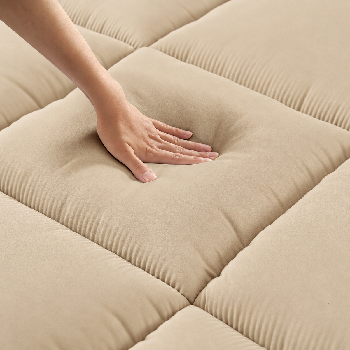 Winter Mattress Topper 700 GSM-Beige Comforters Apricot