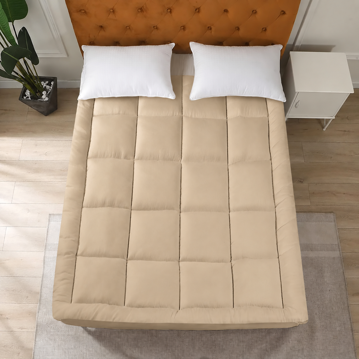 Winter Mattress Topper 700 GSM-Beige Comforters Apricot