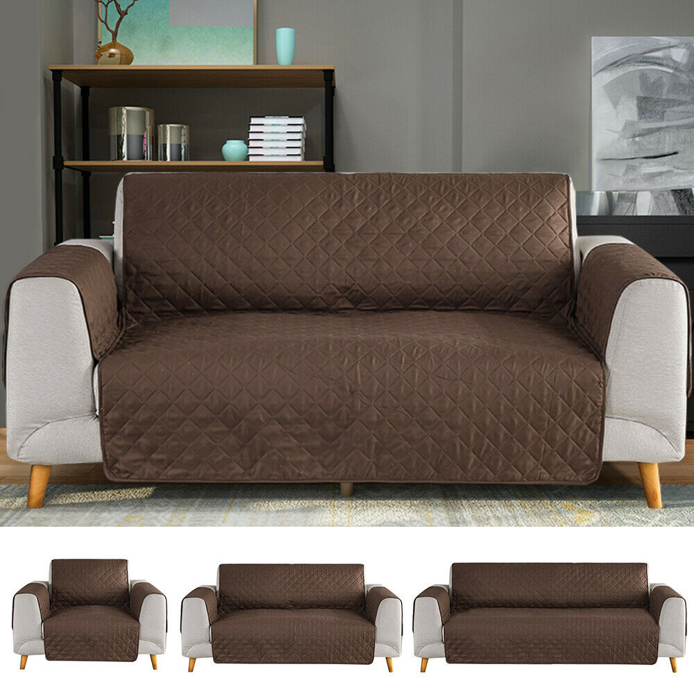 Quilted Sofa Cover- Chocolate Brown