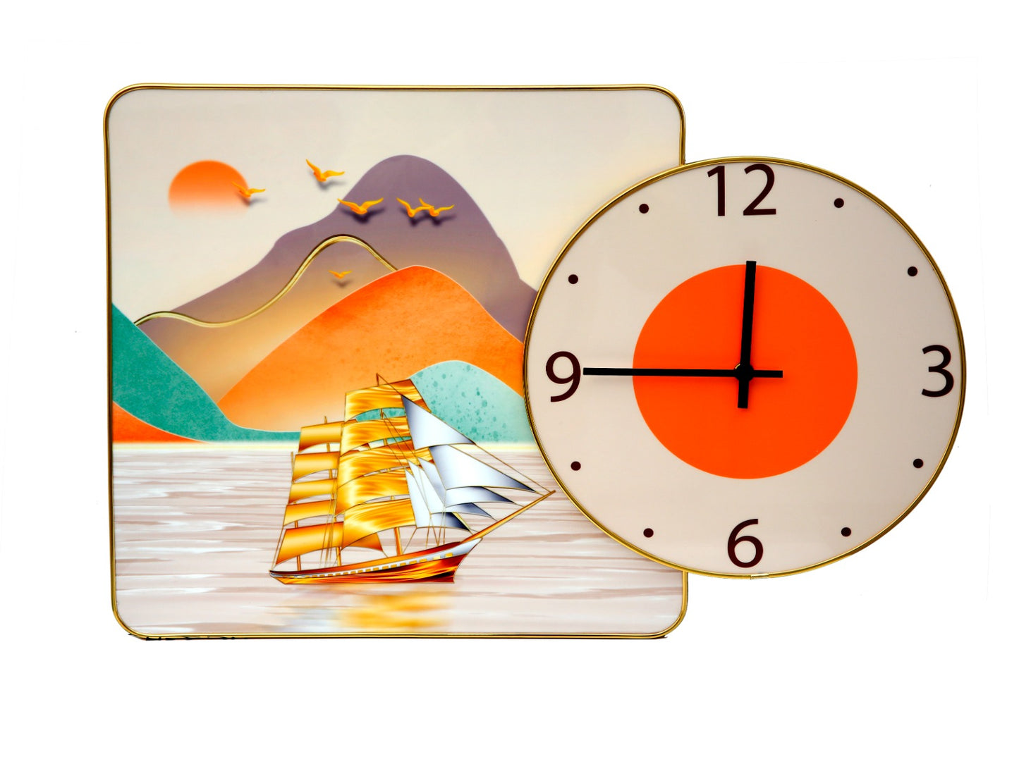 Classic Boat Frame with13581 Clock Clock Apricot   