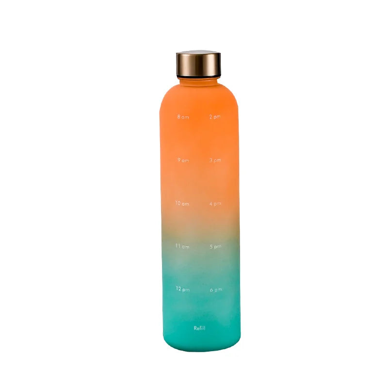 Colorful Gradient Steel Cover with Time Scale Water bottle 5466Pink Over Orange  Apricot   