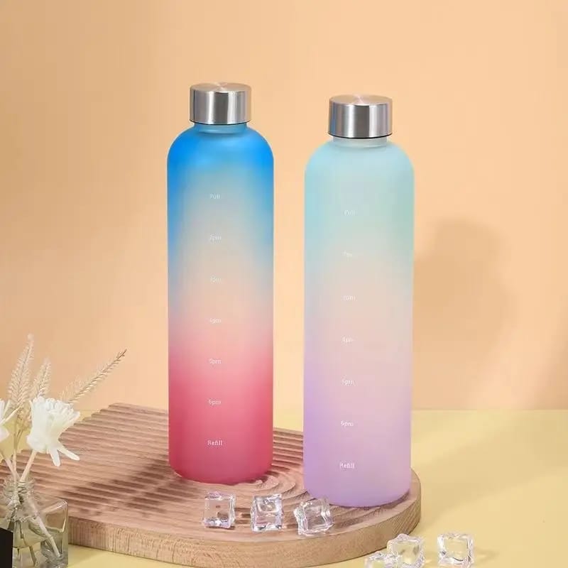 Colorful Gradient Steel Cover with Time Scale Water bottle 5469Aqua Over Lilac  Apricot   