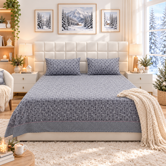 Winter Cosy Double Bed Sheet- FL003 BED SHEET Apricot